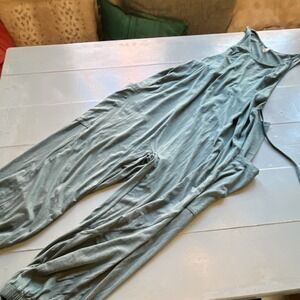 Halara Blue Sleeveless Drawstring Jumpsuit Women's Relaxed Fit Size S